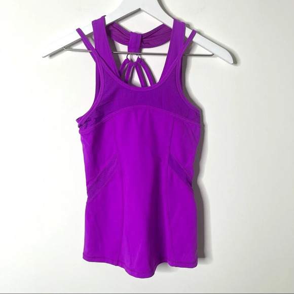 Kyodan purple strappy tank top with built in shelf bra size XS - Picture 1 of 5